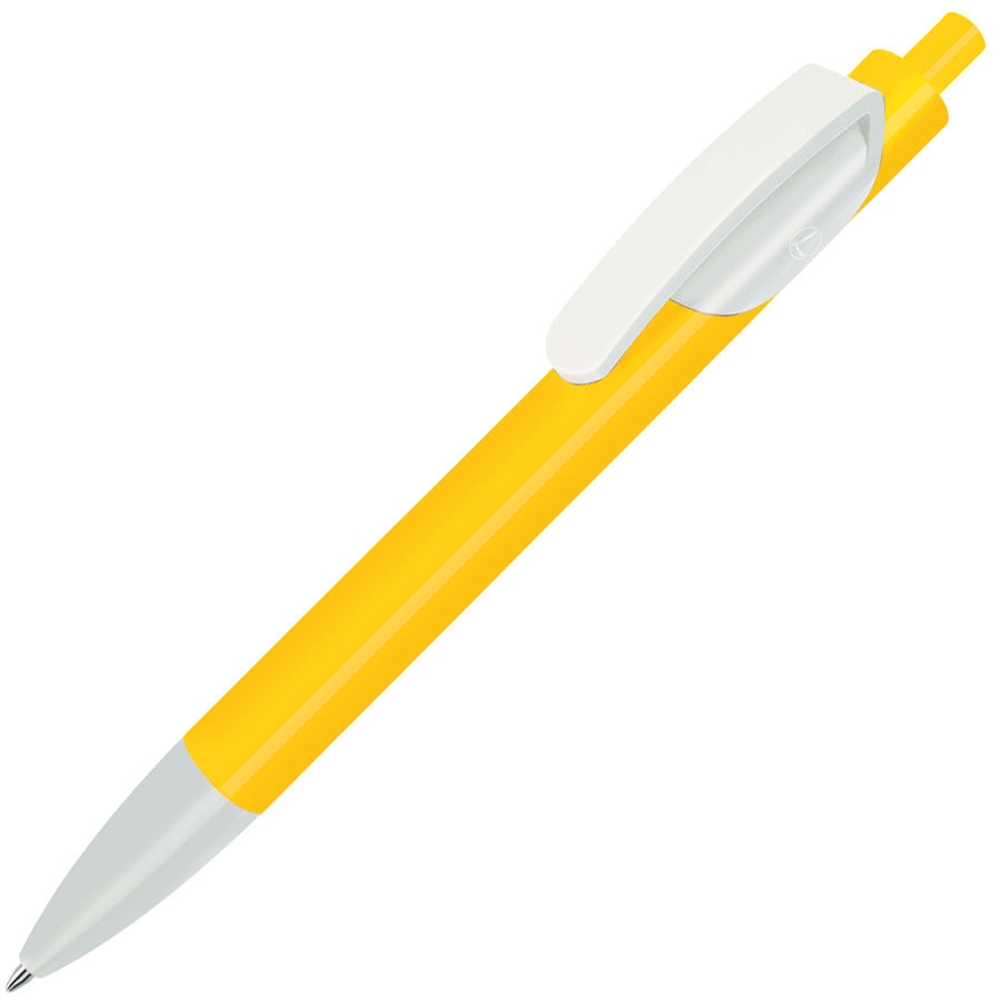 TRIS, ручка шариковая, ярко-желтый корпус/белый, пластик, ярко-желтый, белый, пластик