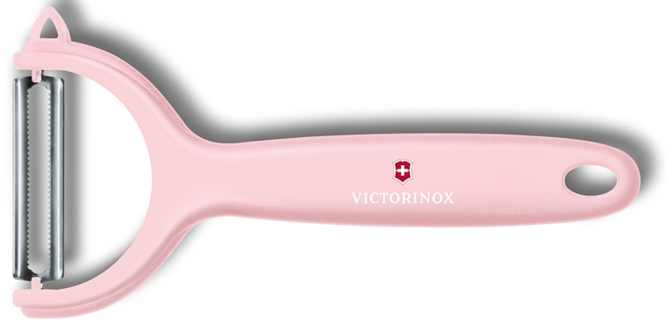Нож для чистки томатов и киви VICTORINOX, двусторонее зубчатое лезвие, светло-розовая рукоять, розовый