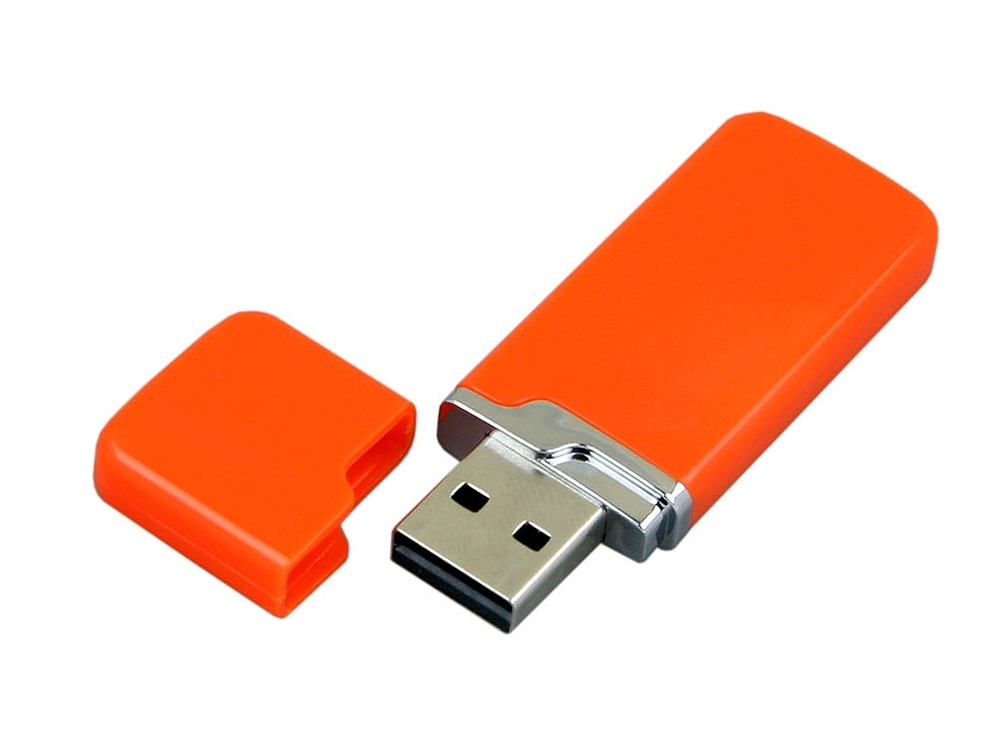 USB 2.0- флешка на 64 Гб с оригинальным колпачком, оранжевый, пластик