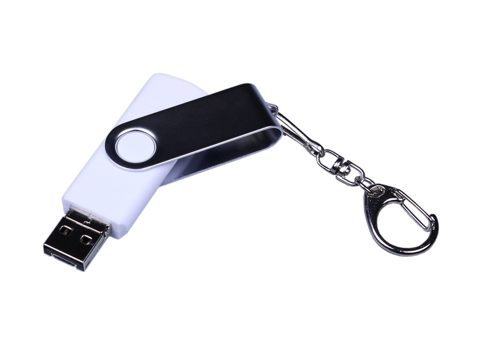USB 2.0/micro USB/Type-C- флешка на 16 Гб c поворотным механизмом, белый, пластик