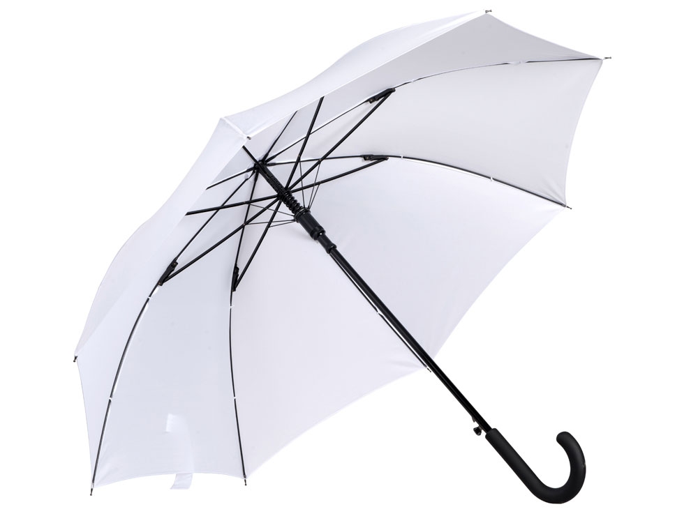 Зонт-трость Reviver  с куполом из переработанного пластика, белый, полиэстер, пластик, soft touch