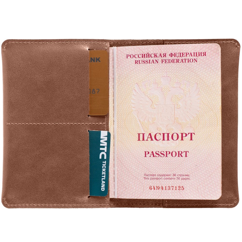 Обложка для паспорта Apache, ver.2, коричневая (какао), коричневый, кожа