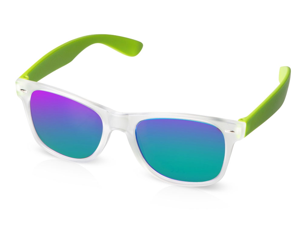 Очки солнцезащитные с зеркальными линзами «Partymaker», зеленый, белый, пластик