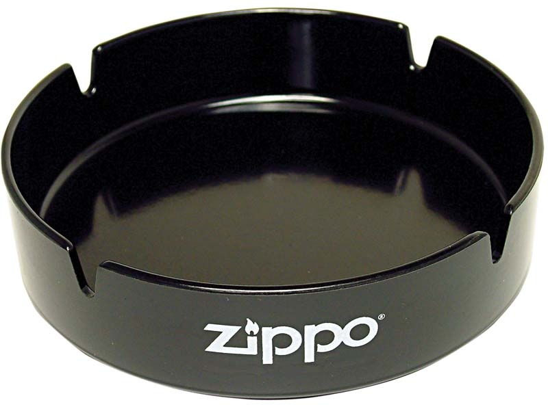 Пепельница ZIPPO, долговечный пластик, чёрная с фирменным логотипом, диаметр 13 см, черный