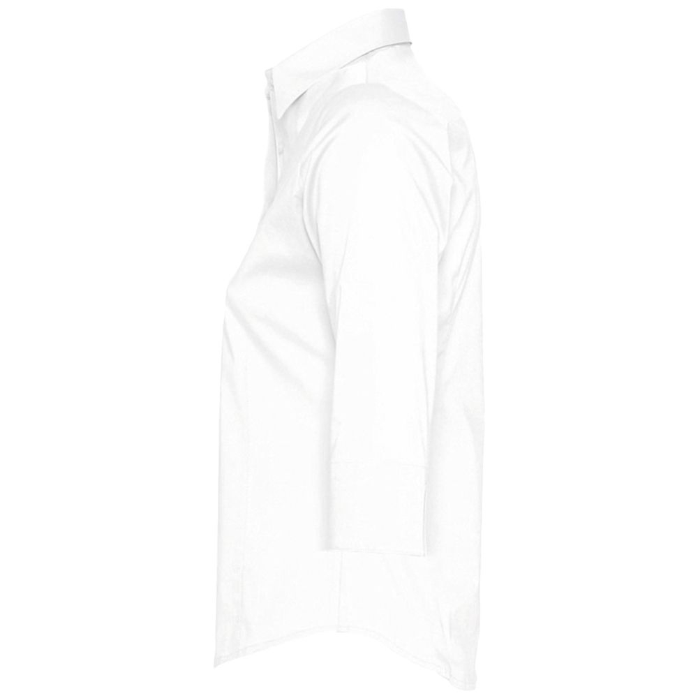 Рубашка женская с рукавом 3/4 Effect 140, белая, белый, хлопок 97%; эластан 3%, плотность 140 г/м²; поплин стрейч