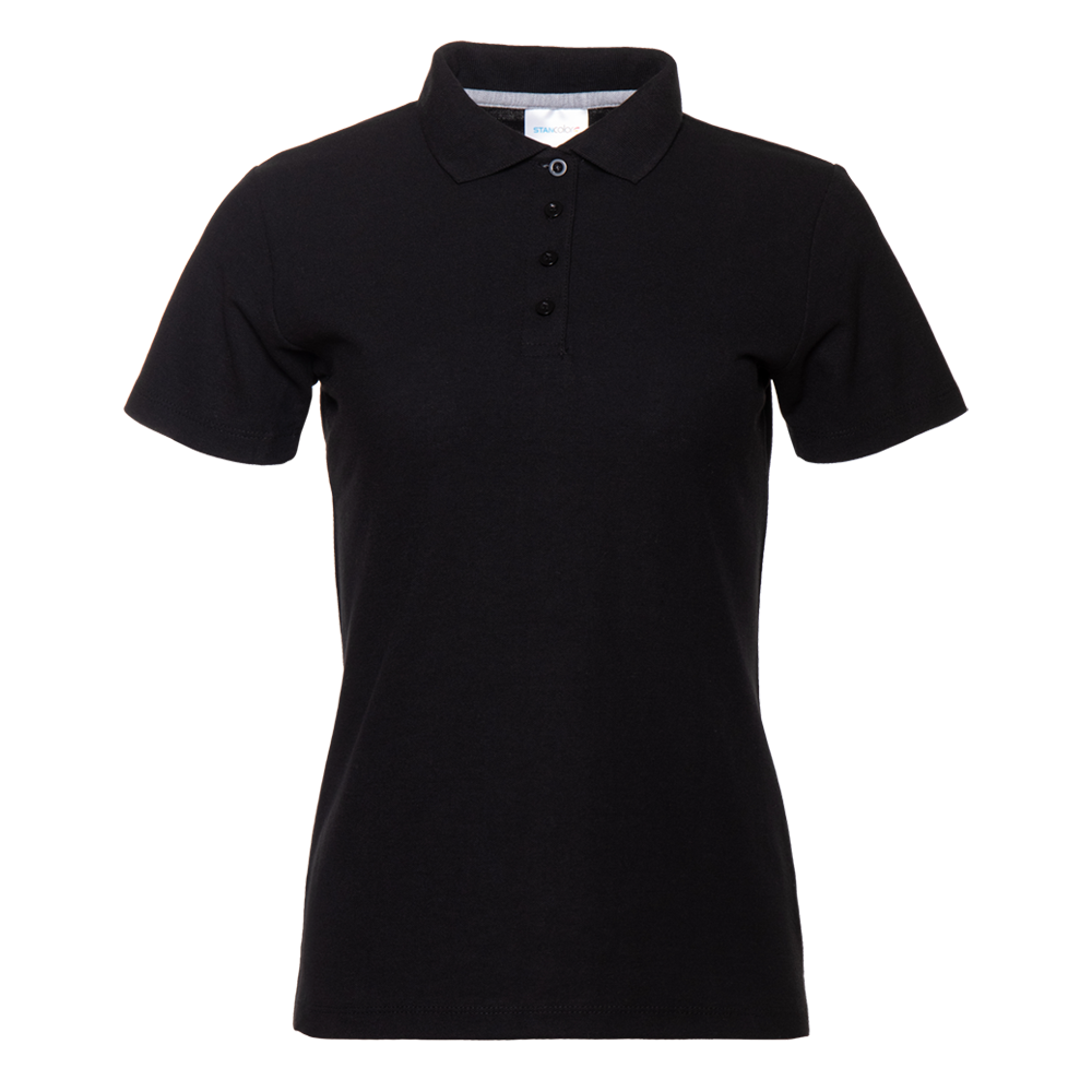 Рубашка поло женская STAN хлопок/полиэстер 185, 04WL, Чёрный, 185 гр/м2, хлопок