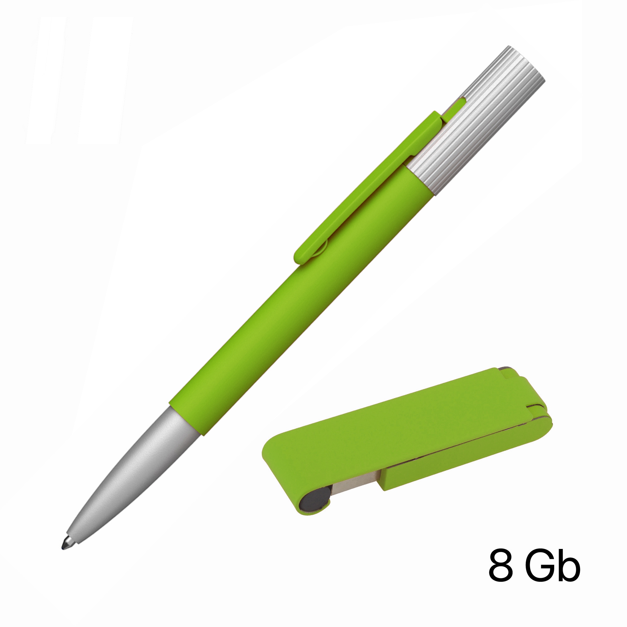 Набор ручка "Clas" + флеш-карта "Case" 8 Гб в футляре, покрытие soft touch, зеленый, металл/пластик/soft touch