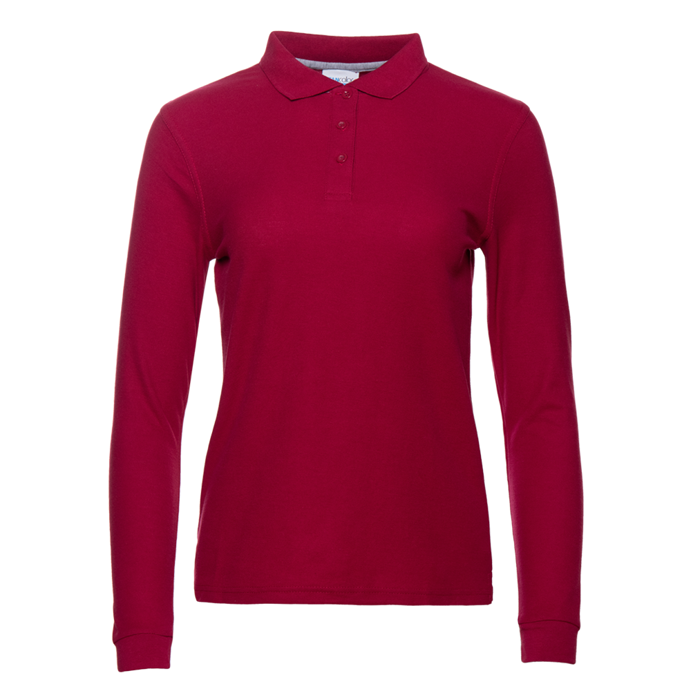 Рубашка поло женская STAN длинный рукав хлопок/полиэстер 185, 04SW, Бордовый, бордовый, 185 гр/м2, хлопок