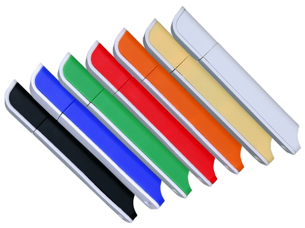 USB 2.0- флешка на 64 Гб с оригинальным двухцветным корпусом, белый, желтый, пластик