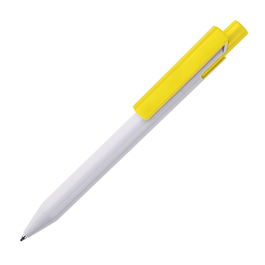 Ручка шариковая Zen, белый/желтый, пластик, желтый, белый, пластик