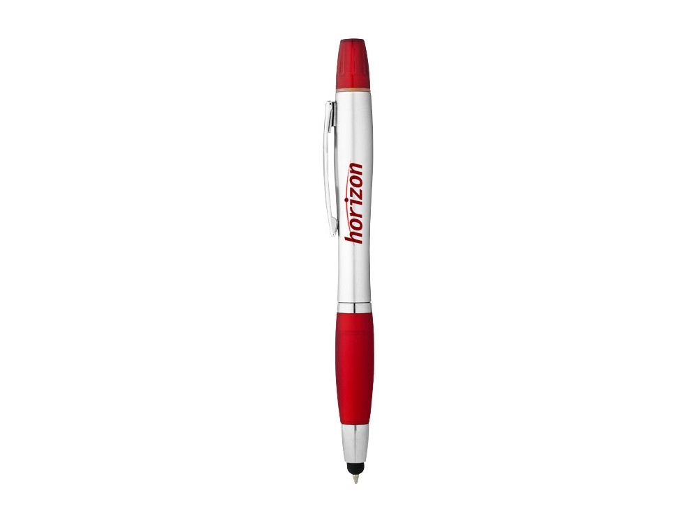 Ручка-стилус шариковая «Nash» с маркером, красный, серебристый, пластик