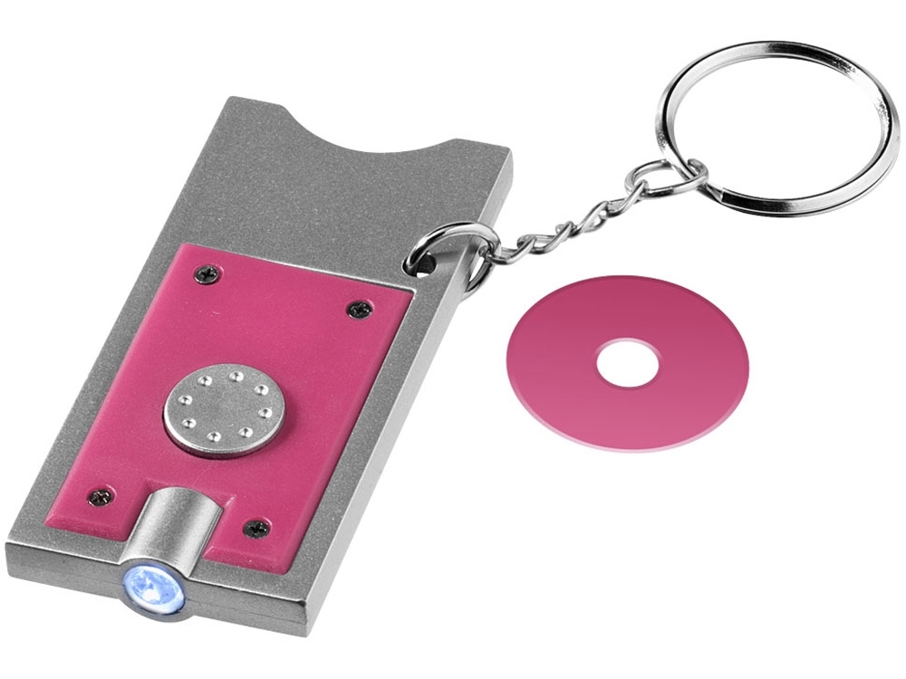 Брелок-держатель для монет «Allegro», розовый, серебристый, пластик