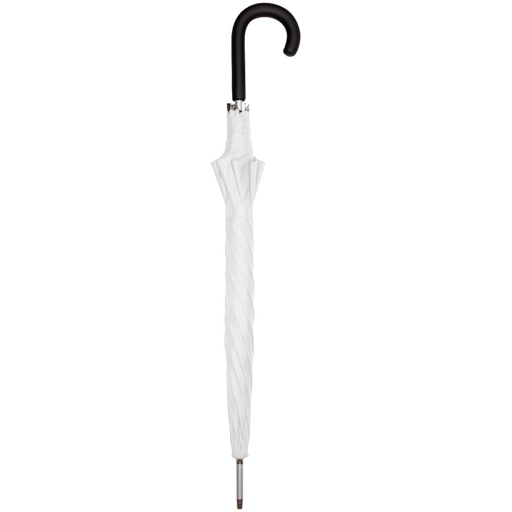 Зонт-трость Alu AC,белый, белый, купол - эпонж, 190t; рама - сталь, алюминий; спицы - стеклопластик; ручка - пластик