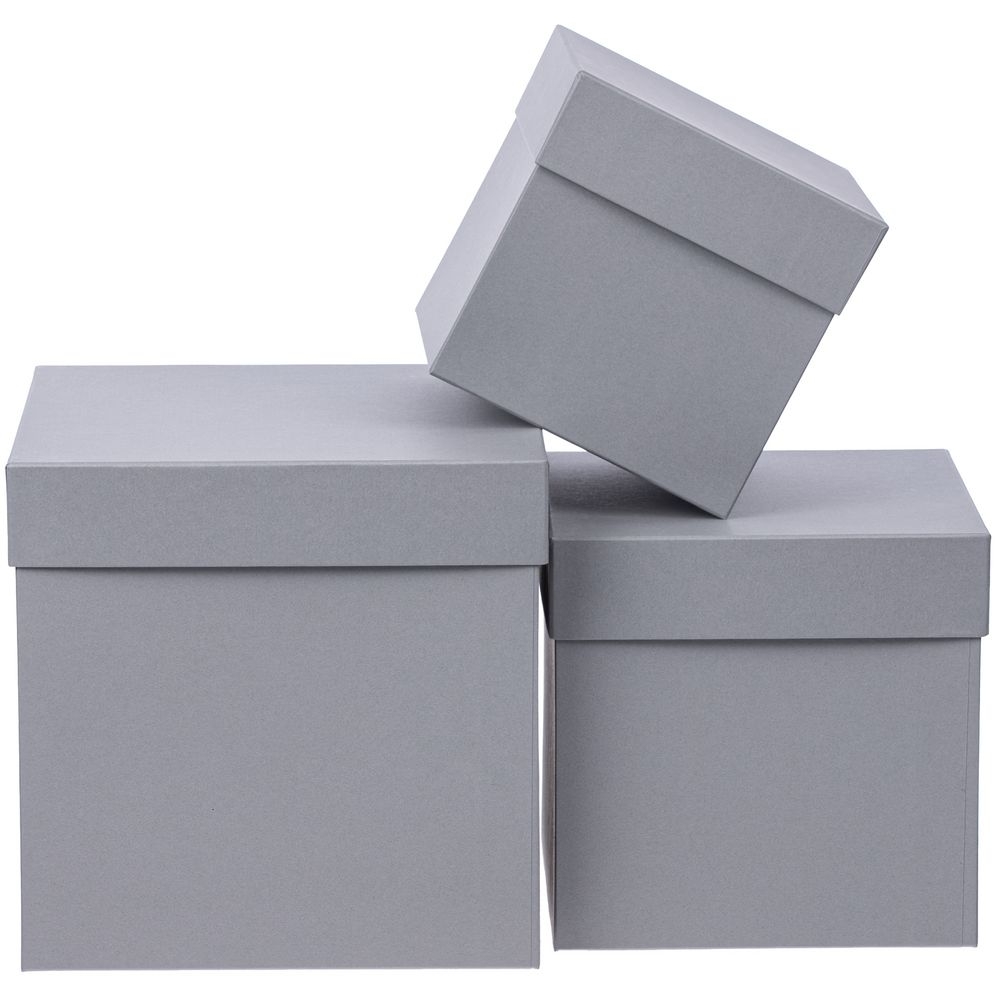 Коробка Cube, L, серая, серый, картон