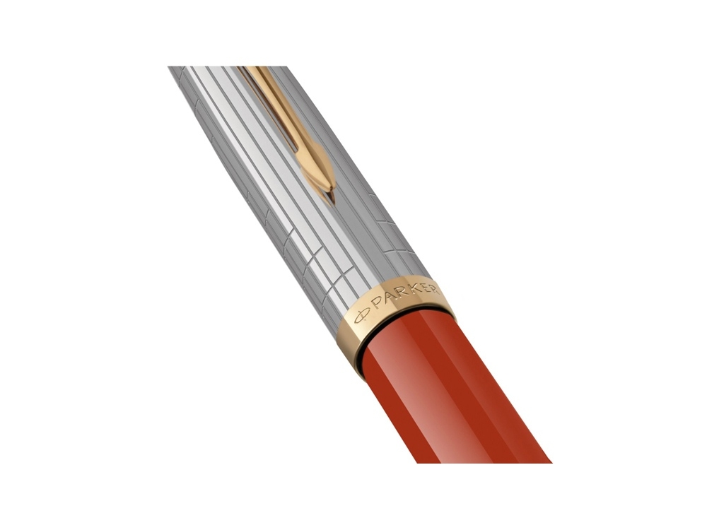Ручка перьевая Parker 51 Premium, F/M, красный, желтый, серебристый, металл