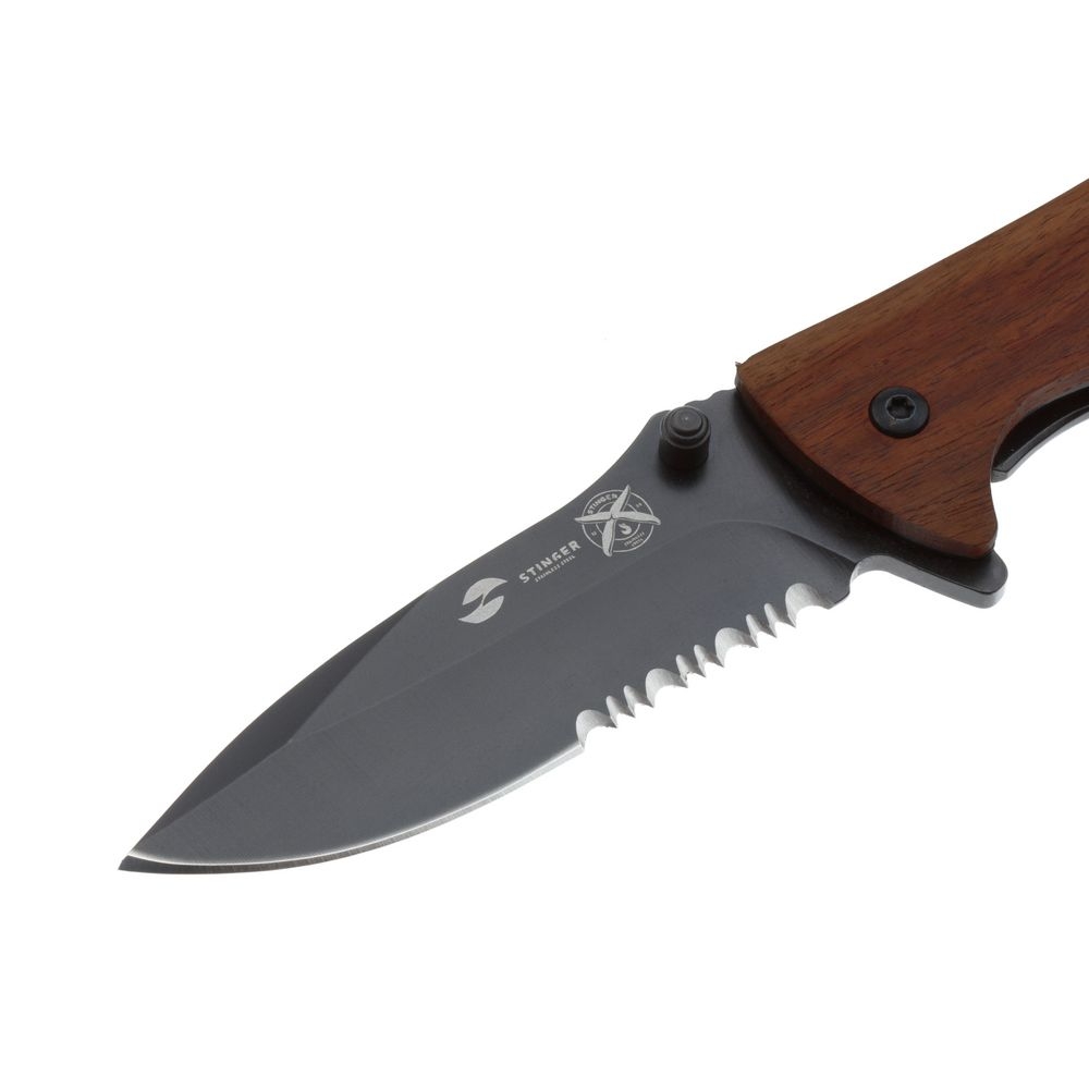 Складной нож Stinger 632SW, сандаловое дерево, лезвие - нержавеющая сталь, 3cr13; рукоять - дерево, сталь; чехол - нейлон