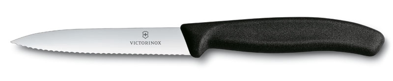 Нож для овощей VICTORINOX SwissClassic, лезвие 10 см с волнистой кромкой, чёрный, черный, полипропилен