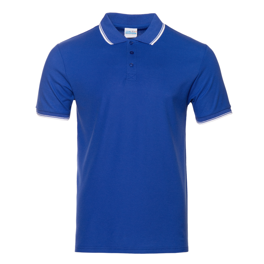 Рубашка поло мужская STAN с окантовкой хлопок/полиэстер 185, 04T, Синий, синий, 185 гр/м2, хлопок