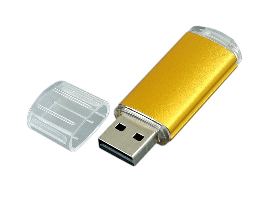 USB 2.0- флешка на 64 Гб с прозрачным колпачком, желтый, металл