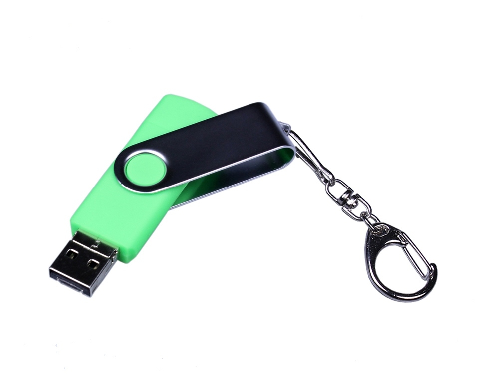 USB 3.0/micro USB/Type-C- флешка на 32 Гб с поворотным механизмом, зеленый, пластик