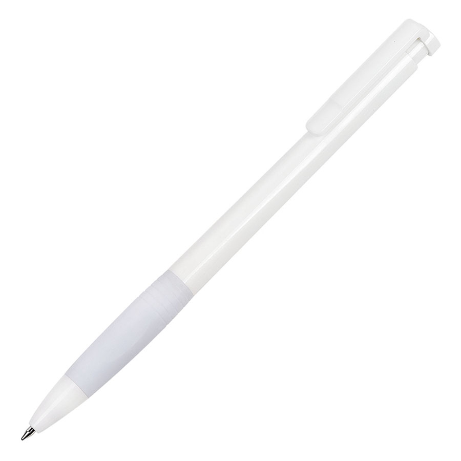 N13, ручка шариковая с грипом, пластик, белый, белый, пластик
