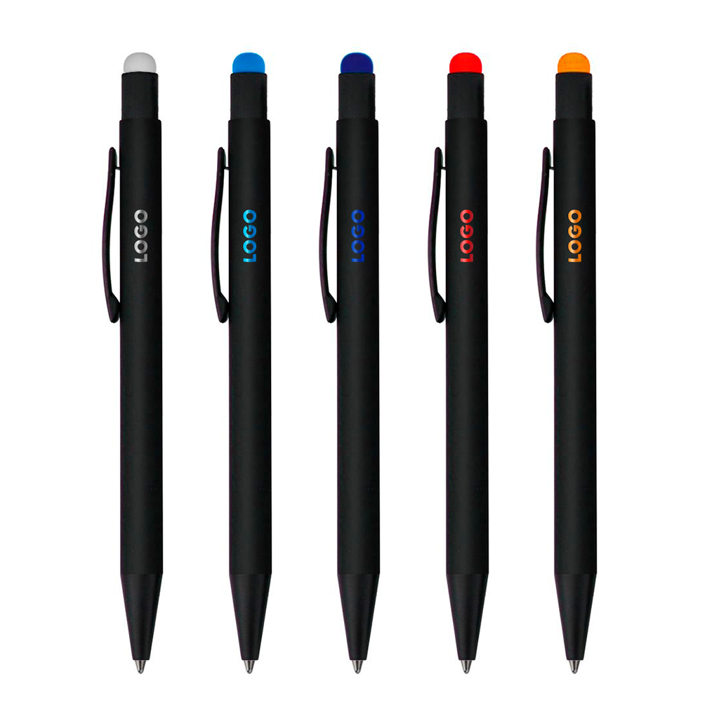 Ручка шариковая Raven (черная с оранжевым), черный, металл, soft touch