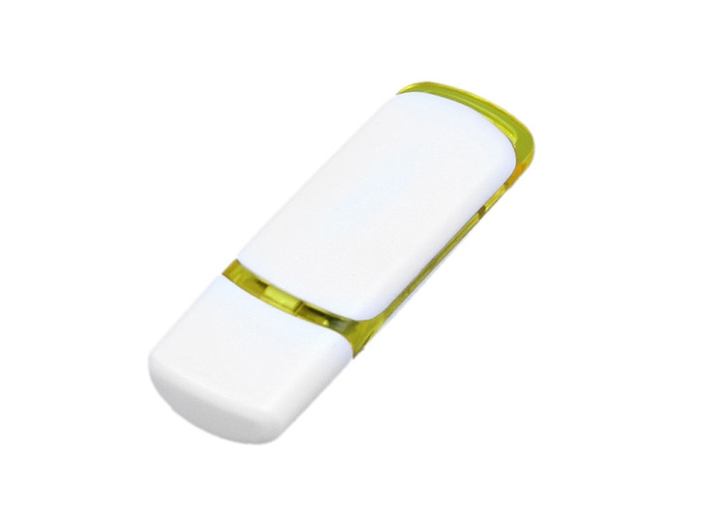 USB 2.0- флешка на 16 Гб с цветными вставками, белый, желтый, пластик