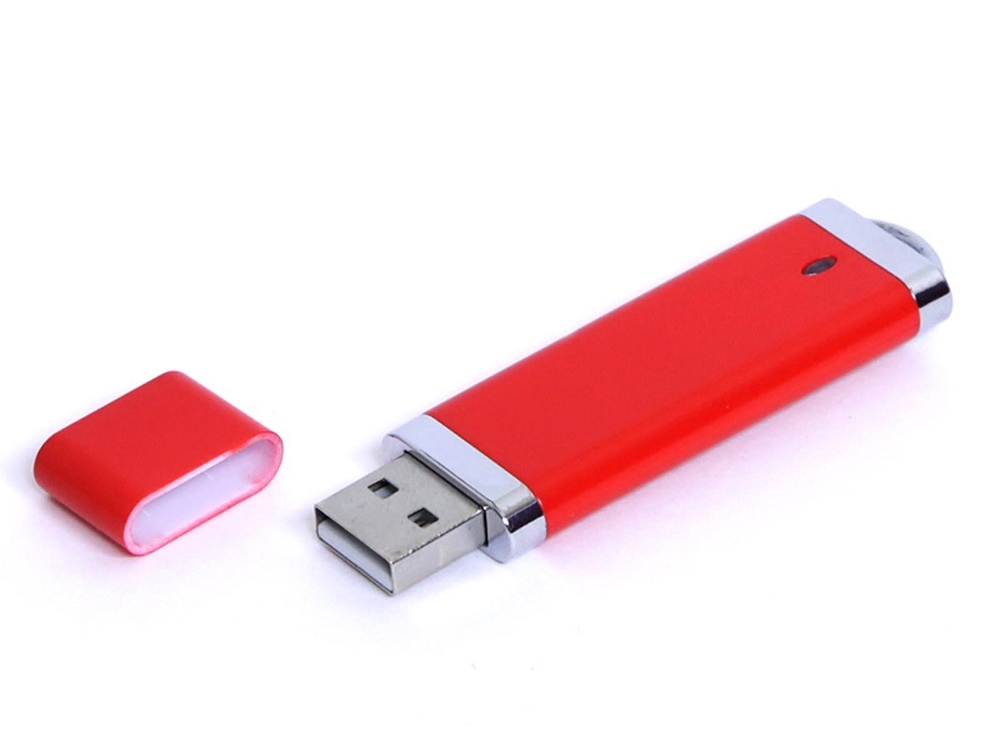 USB 3.0- флешка промо на 128 Гб прямоугольной классической формы, красный, пластик