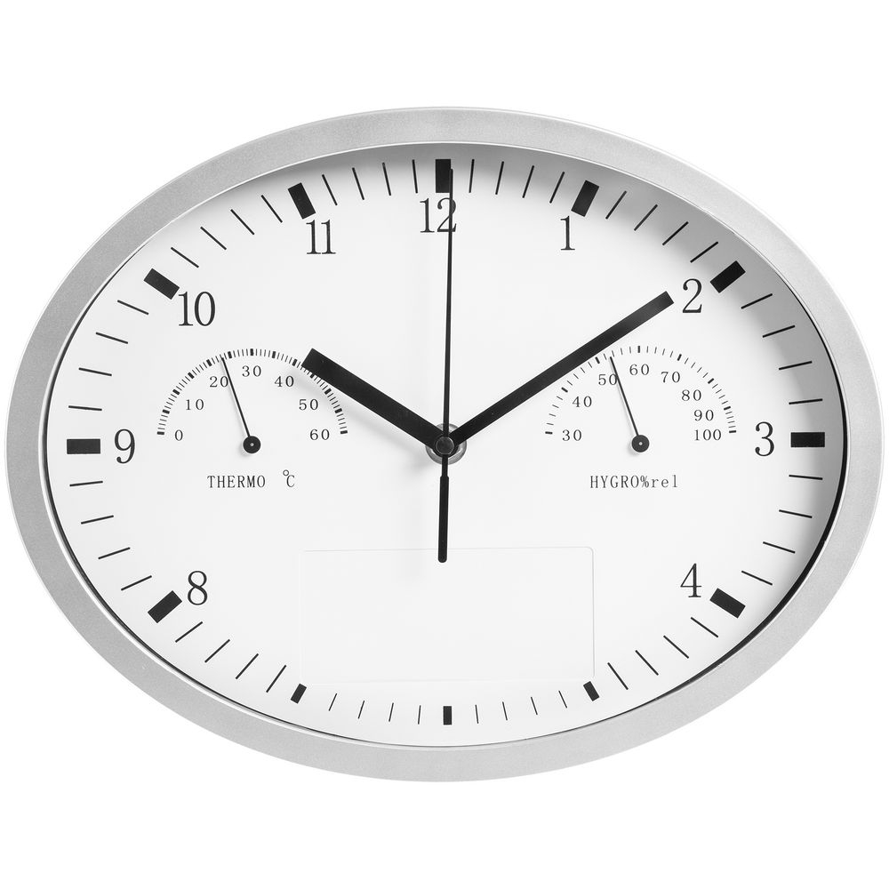 Часы настенные Insert3 с термометром и гигрометром, белые, белый, пластик