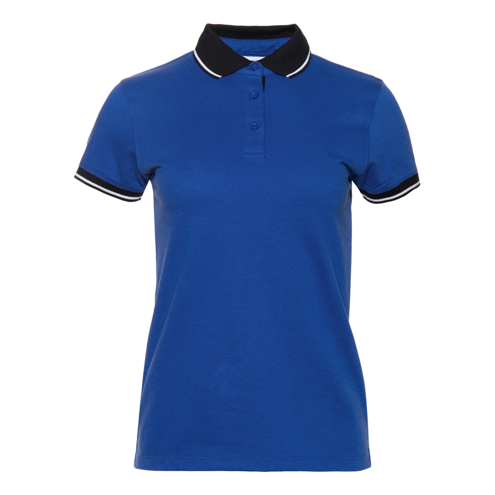 Рубашка поло  женская STAN с контрастными деталями хлопок/полиэстер 185, 04CW, Синий/Чёрный, синий, 185 гр/м2, хлопок