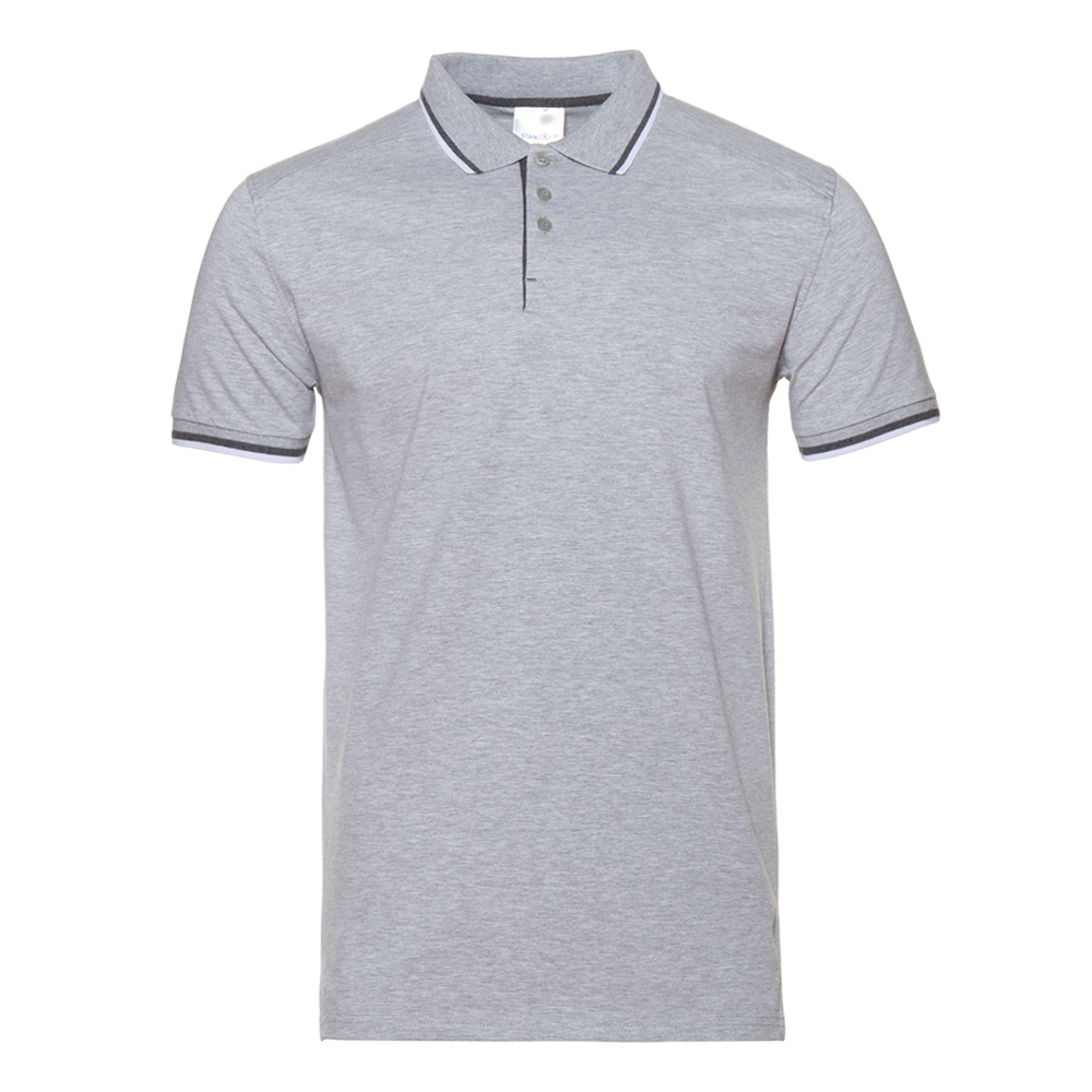 Рубашка поло унисекс STAN хлопок/эластан 200, 05, Серый меланж с контрастом, 200 гр/м2, эластан