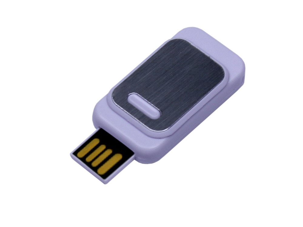 USB 2.0- флешка промо на 8 Гб прямоугольной формы, выдвижной механизм, белый, пластик