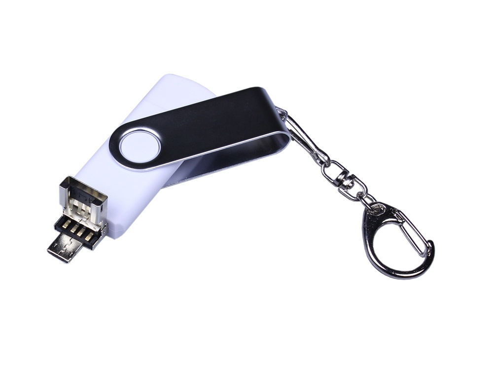 USB 3.0/micro USB/Type-C- флешка на 32 Гб с поворотным механизмом, белый, пластик