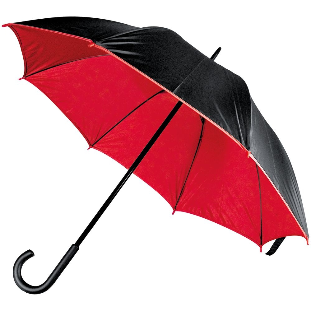 Зонт-трость Downtown, черный с красным, черный, красный, полиэстер