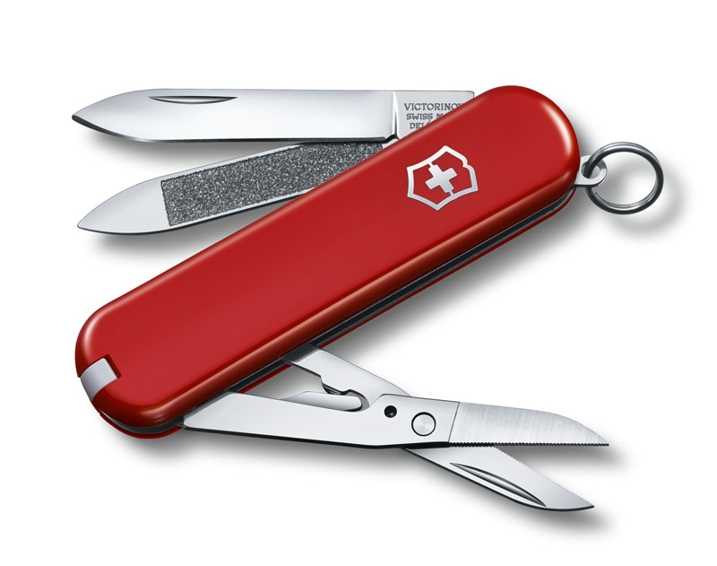 Нож-брелок VICTORINOX Executive 81, 65 мм, 7 функций, красный, пластик abs / cellidor
