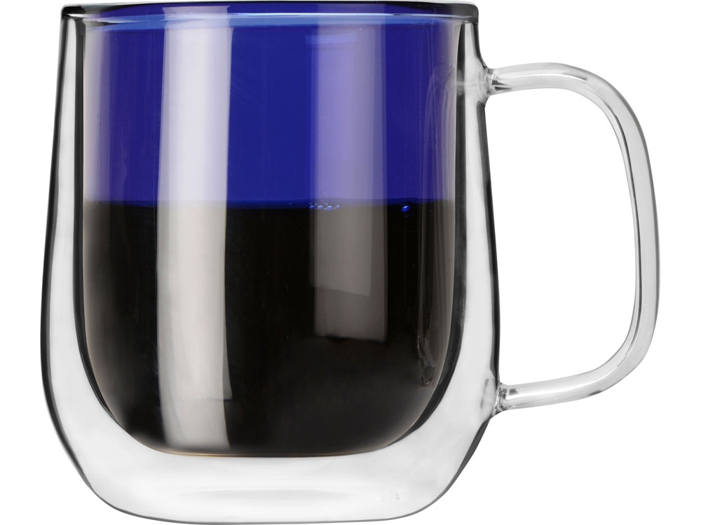 Кружка с двойными стенками «Ubud», синий, прозрачный, стекло