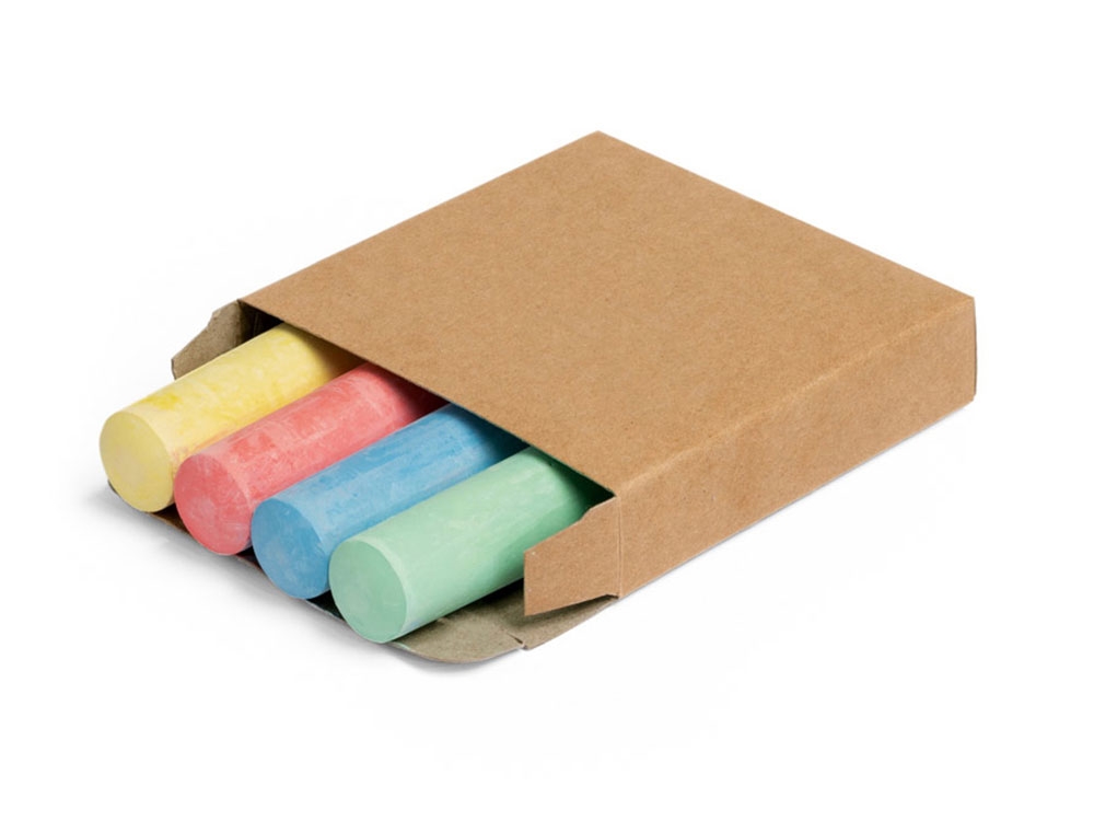 Коробка с 4 мелками «PARROT», натуральный, разноцветный, картон