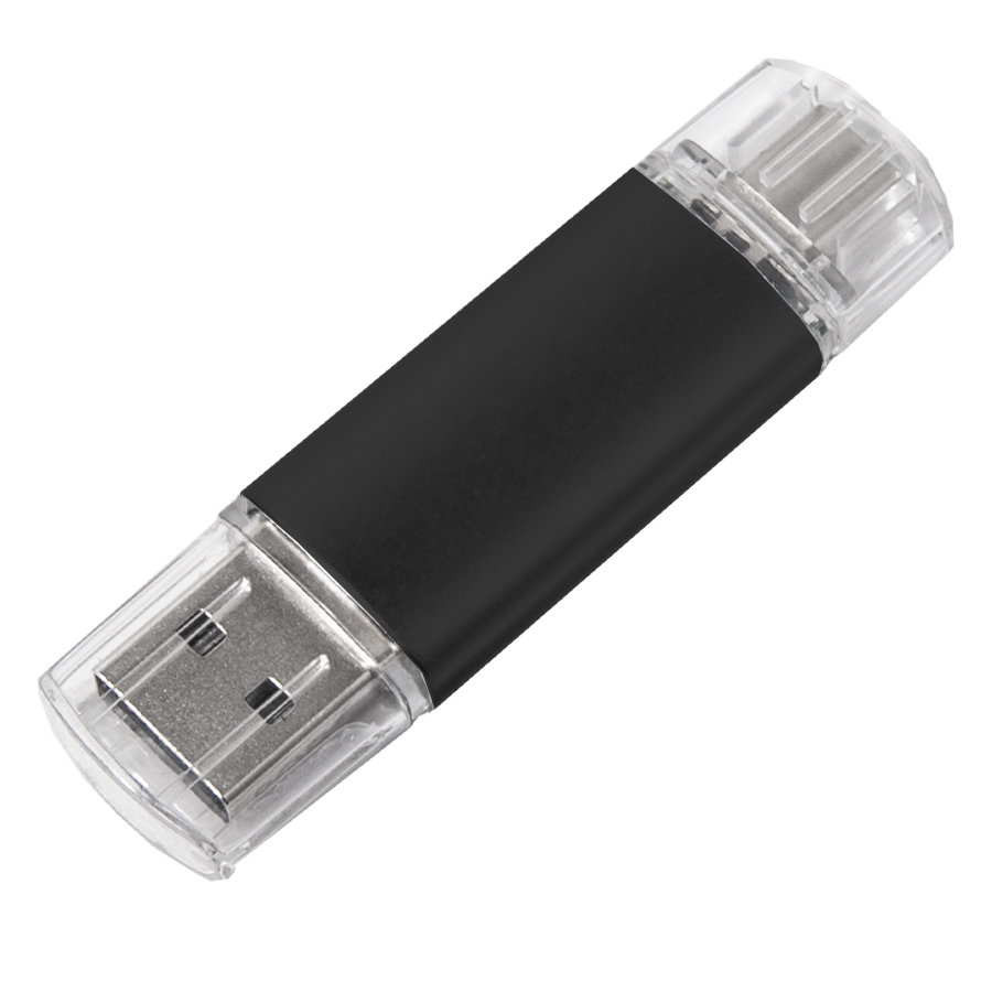 USB flash-карта ASSORTI OTG Type-C (8Гб), черная, 6,3х1,7х0,8 см, металл, черный, металл