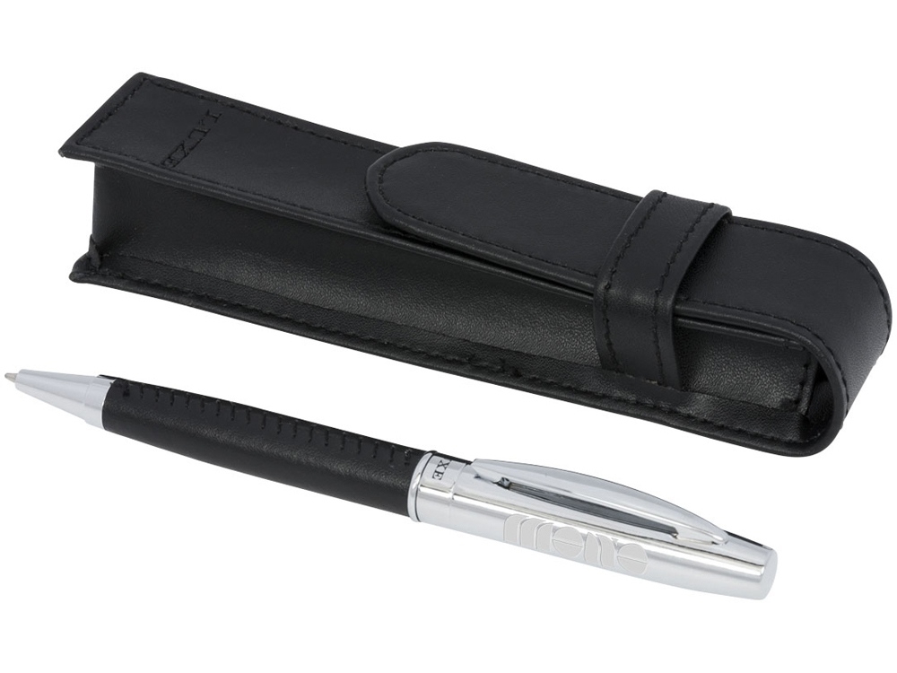 Подарочный набор с шариковой ручкой «Scherzo», черный, серебристый, кожзам