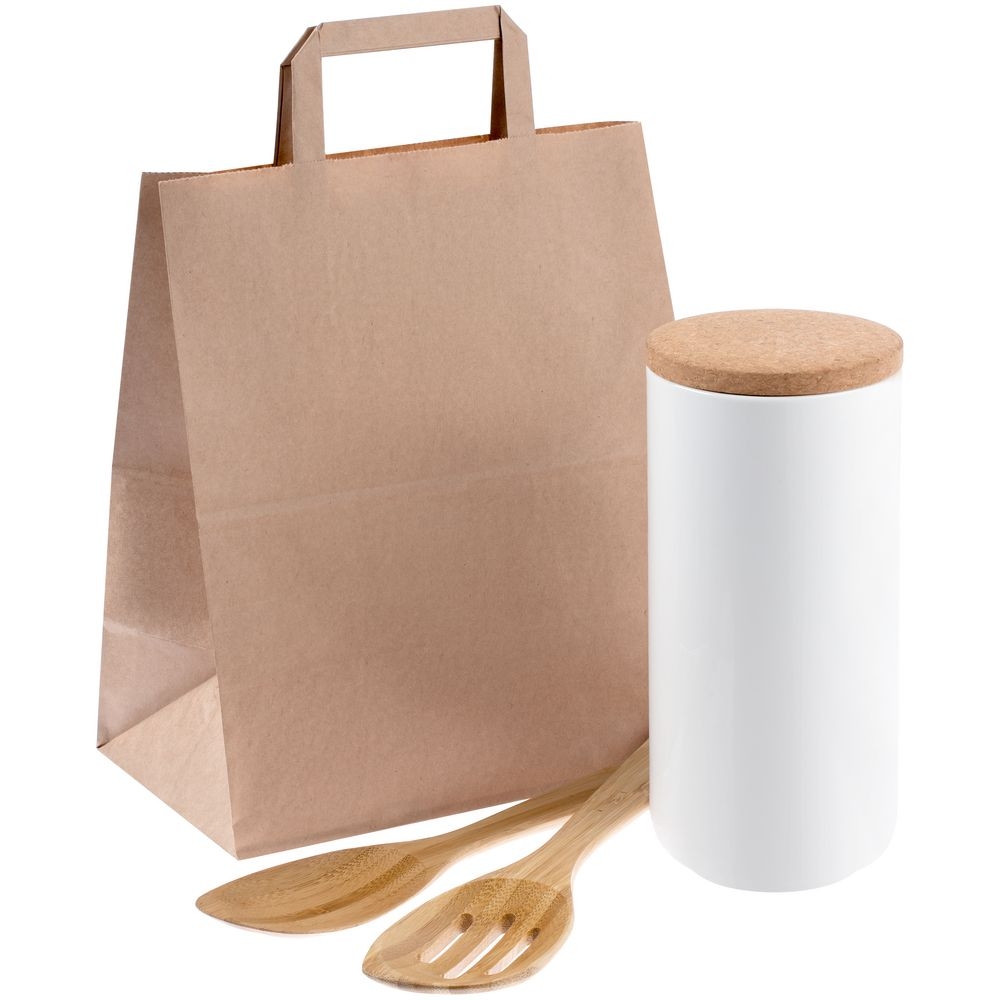 Набор Fusilli, набор лопаток - бамбук; банка - фарфор, пробка; пакет - бумага