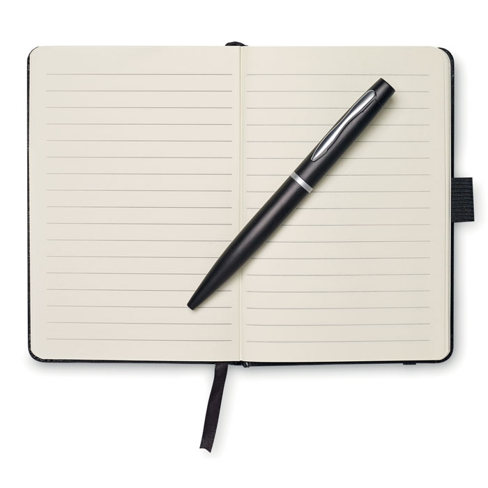 Блокнот с ручкой, черный, бумага