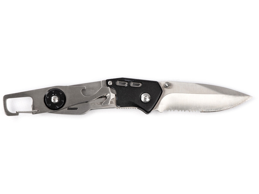 Складной нож «Cutter» с карабином, черный, серебристый, металл
