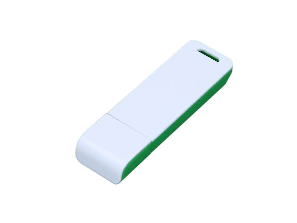 USB 2.0- флешка на 8 Гб с оригинальным двухцветным корпусом, зеленый, белый, пластик