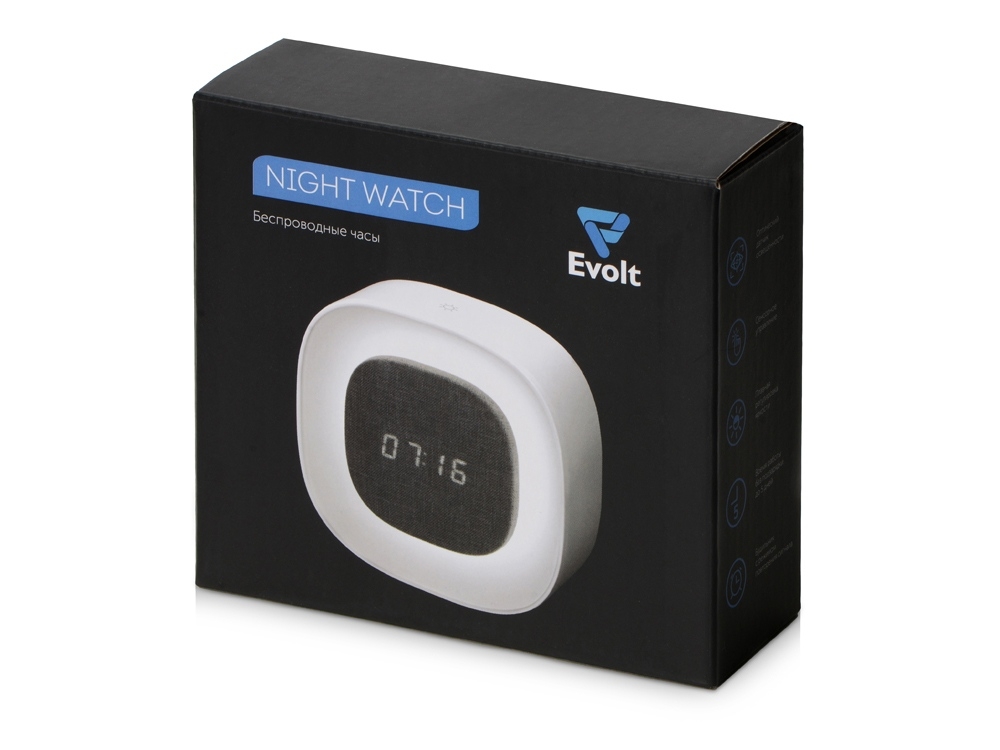 Беспроводные часы с датчиком освещенности и подсветкой «Night Watch», белый, серый, пластик