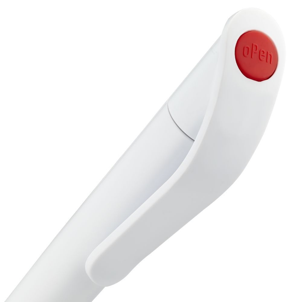 Ручка шариковая Grip, белая с красным, белый, красный, корпус - пластик, abs; грип - резина, термопластичная