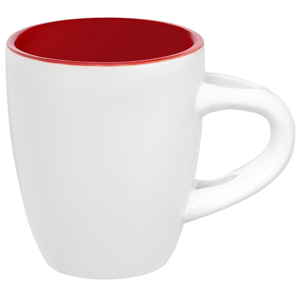 Кофейная кружка Pairy с ложкой, красная с белой, белый, красный, каменная керамика