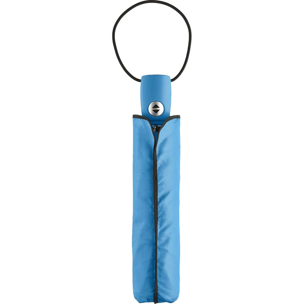 Зонт складной AOC, голубой, голубой, 190t; ручка - пластик, купол - эпонж, хромированная сталь, покрытие софт-тач; каркас - металл, стекловолокно