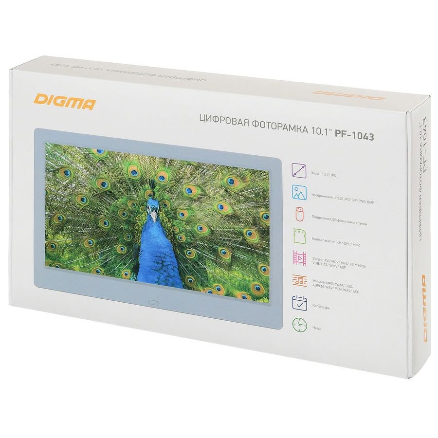 Цифровая фоторамка Digma PF-1043, белая, белый, пластик
