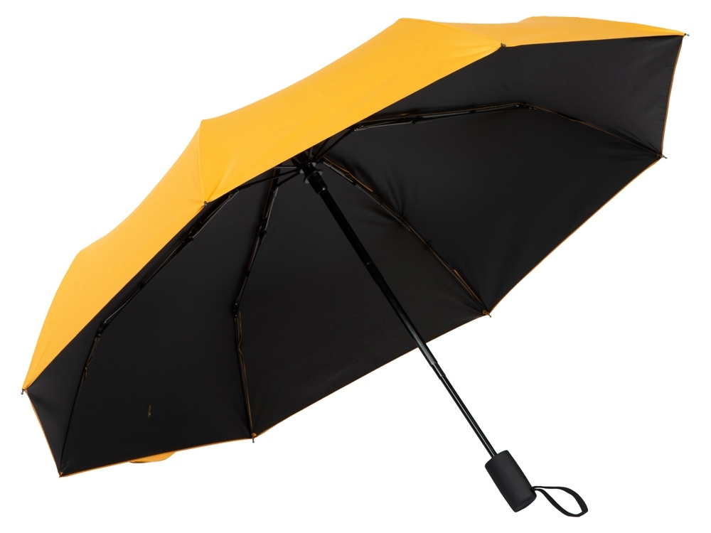 Зонт-автомат «Dual» с двухцветным куполом, черный, желтый, полиэстер