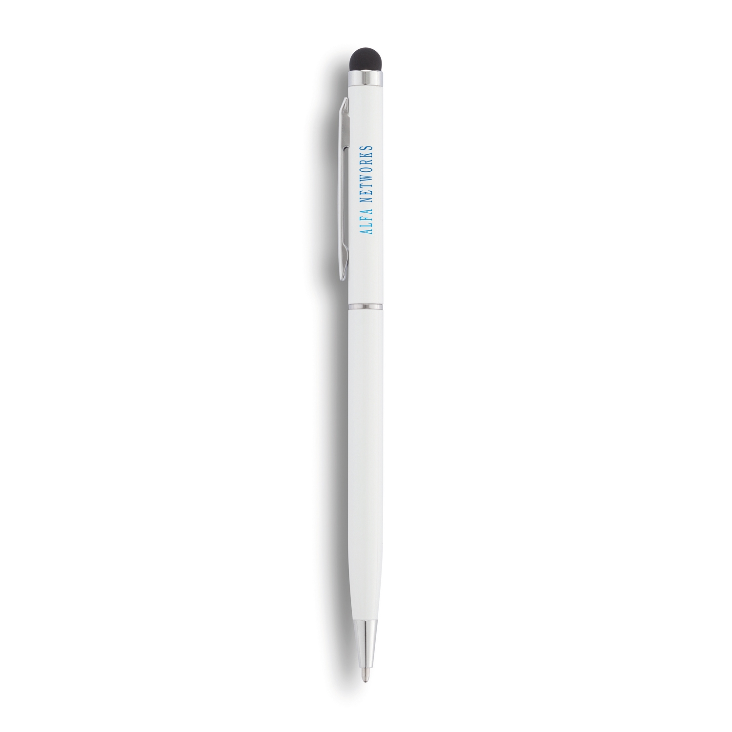 Тонкая металлическая ручка-стилус, белый, алюминий; резина